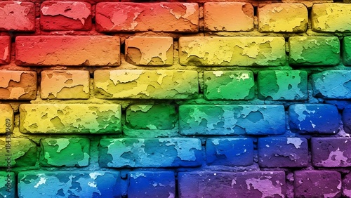 ia generated. Brick wall texture with colored tones and seamless repeating pattern, perfect for widescreen backgrounds, banners, and design projects.
