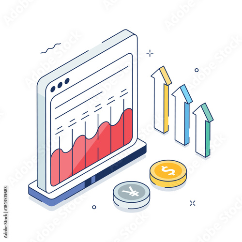 Take your hands on this amazing isometric illustration of market analysis