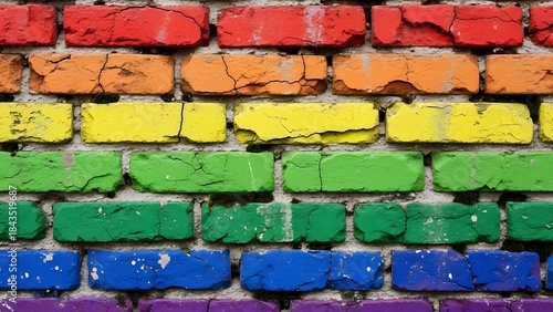 ia generated. Brick wall texture with colored tones and seamless repeating pattern, perfect for widescreen backgrounds, banners, and design projects.
