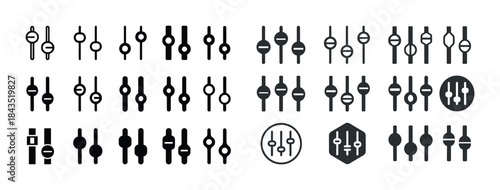 Collection of abstract slider icons in various styles and shapes
