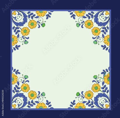 Vintage floral vector frame. Victorian. Flora. Colorful, ughal Seamless Wallpaper for print, Mughal Flower, Mughal Border.