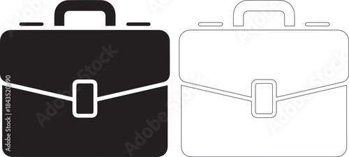 Vector illustration of two briefcases in black and white line art