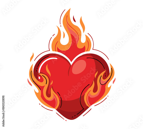 red heart burning - broken heart vector