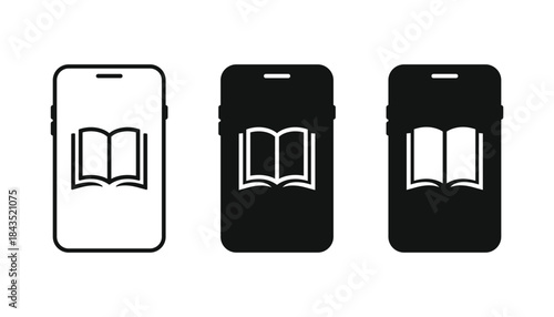 Ebook icon. Ebook glyph and filled outline style. Ebook sign symbol