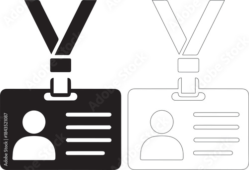 Two id badges with lanyards in black and white colors