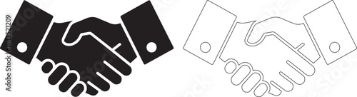 Vector illustration of two hands shaking in a business agreement