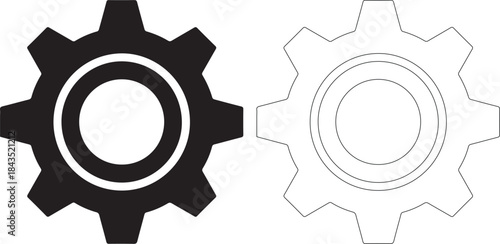 Black and white gear icons