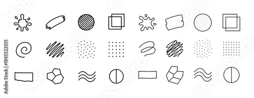 Set of 25 minimalist black and white abstract shapes and pattern