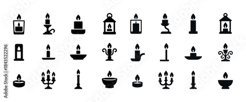 Collection of candle silhouettes in various styles and holders