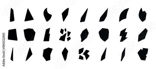 Abstract black geometric shapes set on white background