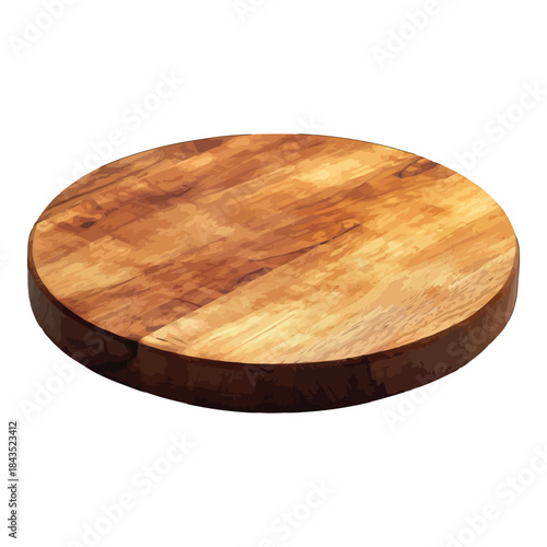 Round wooden cutting board with visible wood grain texture kitchen