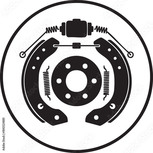 Brake Shoe Drum Silhouettes Vector Internal Assembly