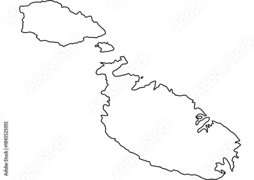 Malta map outline european island nation geographical shape on transparent background silhouette