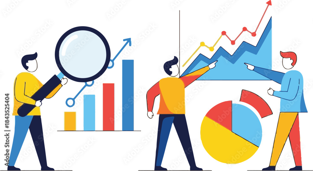 Fototapeta premium Business people analyzing data and financial growth charts.