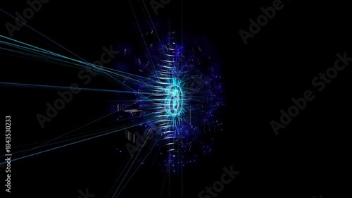 Fast digital technology sci-fi futuristic countdown timer from nine to one with blue glowing hud lines