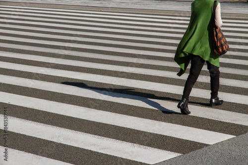 People walking Crosswalk street Sign Business area Japan Tokyo city