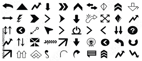 Collection of vector arrow icons in various shapes and directions