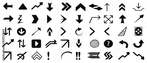 Collection of vector arrow icons in various shapes and directions