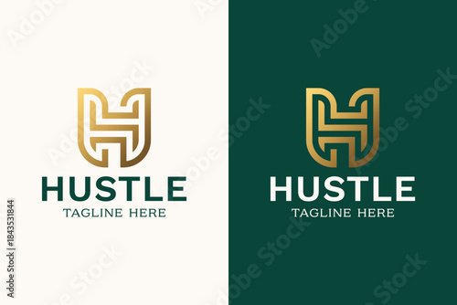 Letter H Monogram Elegant Premium Luxury Logo Brand Identity Hustle Sign Symbol Business