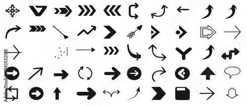 Collection of black arrows pointing in different directions