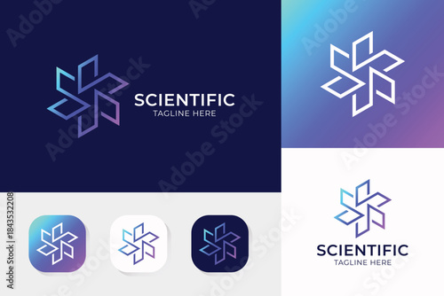 Abstract Modern Logo Looping Linear Shape Business Scientific Brand Identity