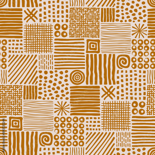 Line Doodle Seamless Pattern 90 - Scattered Square Tiles