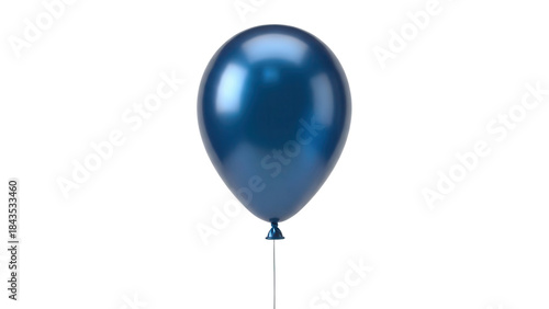 Isolated Metallic Blue Party Balloon with String isolated PNG with Transparent Background