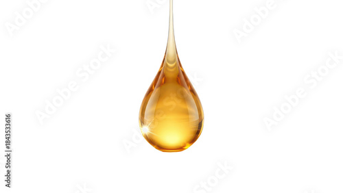 Golden Amber Viscous Liquid Drop isolated PNG with Transparent Background