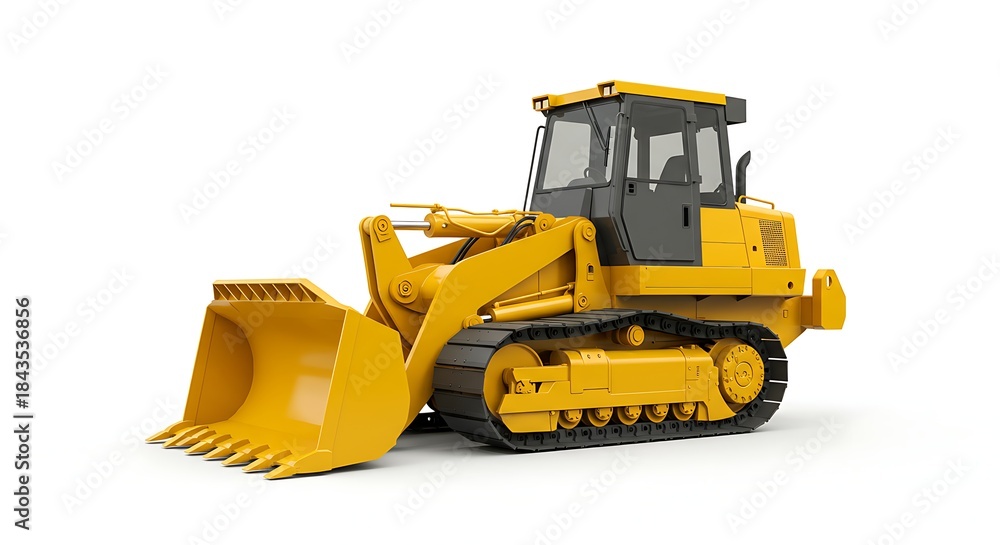 Obraz premium Yellow Bulldozer on White Background - Construction Equipment for Earthmoving.