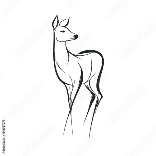 Elegant doe profile vector image featuring minimalist smooth flowing lines ideal for branding wildlife organizations sophisticated animal themed products or serene decorative prints