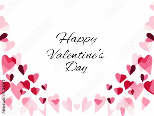Happy valentine s day greeting with scattered pink and red hearts design