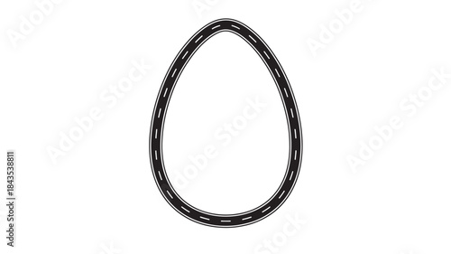 Simple black oval frame illustration on transparent background silhouette