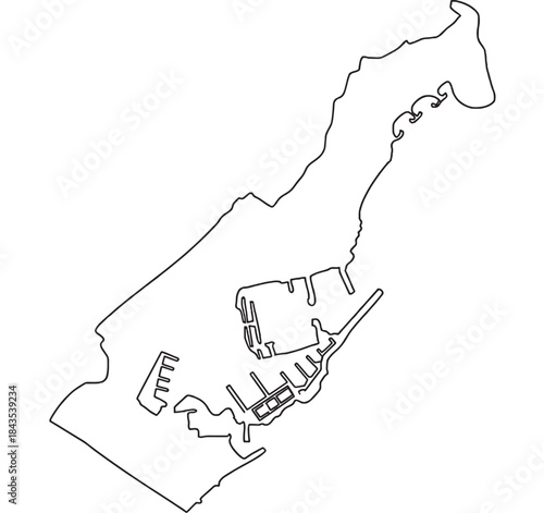 Detailed map of dubai outline drawing on transparent background silhouette