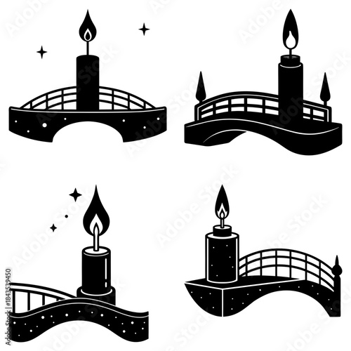 Illuminated bridge over water