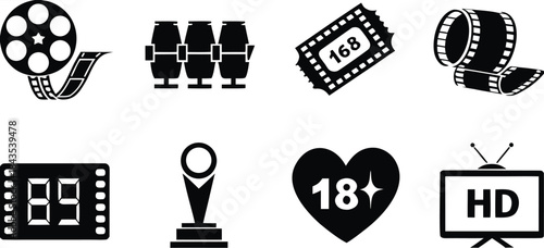 Film reel cinema icons movie award hd tv