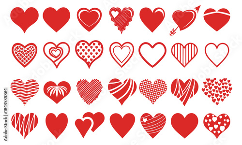 Vector hearts set for Valentine's Day