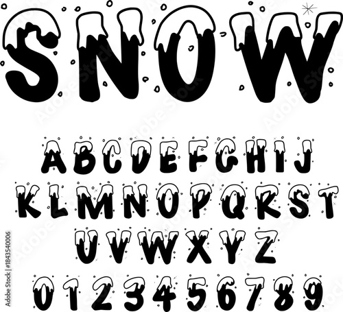 Winter Season Holiday Lettering with Snow Caps