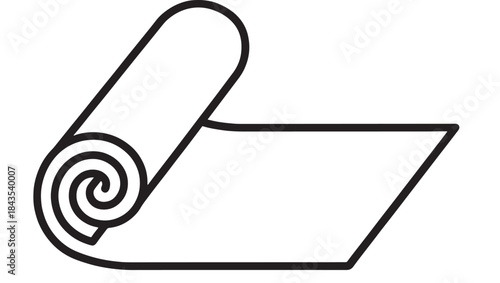 Rolled carpet depiction simple line art illustration on transparent background silhouette