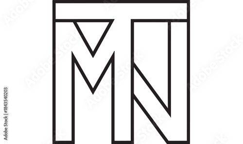Geometric mn monogram logo design modern typography with clean lines on transparent background silhouette