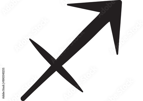 Black arrow pointing right with cross mark on transparent background silhouette