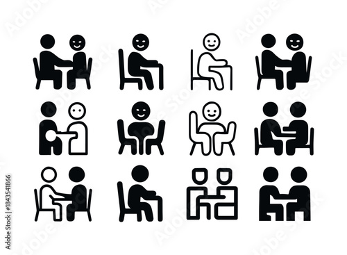 Non-Verbal Icons Grid. Small space living. Line icon set of Smal