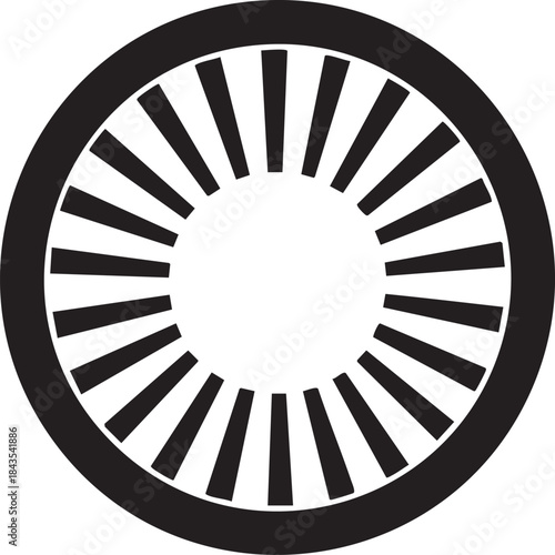 Compressor Stator Vane Silhouettes Vector Jet Engine Ring