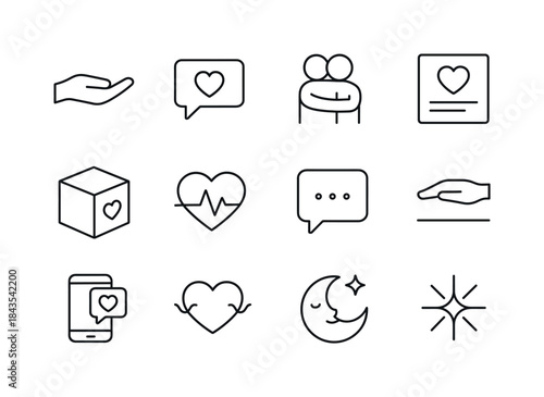 Distant Emotional Support Icons. Emotional support from a distan
