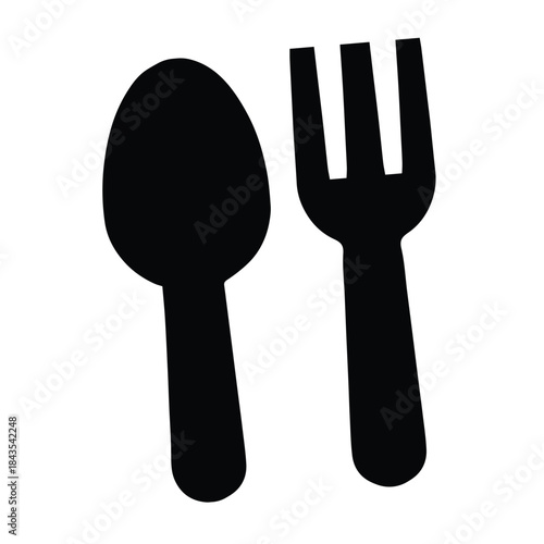 Spoon and Fork Icon Vector Illustration
