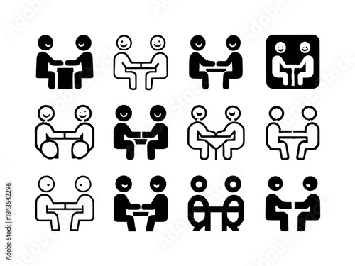 Non-Verbal Icons Grid. Non-verbal communication in interviews. I