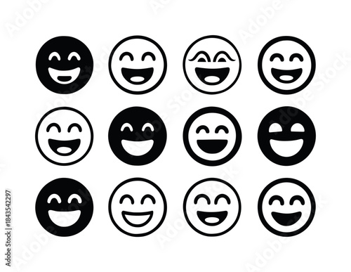 Emoji Logo Variations. joke telling. Icon set. Set Logo of joke