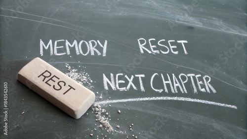 Obraz na płótnie Chalkboard with the words reset and next chapter