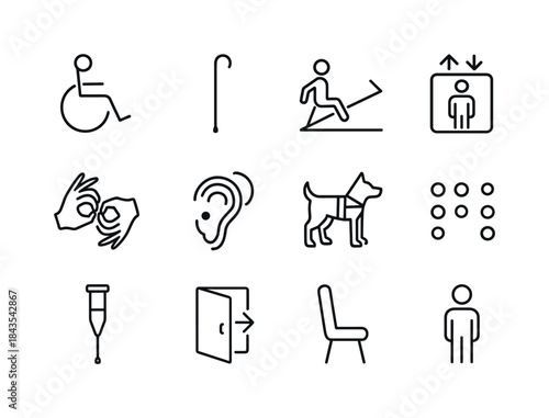 Accessibility Icon Set. Accessibility. Line icon set of Accessib