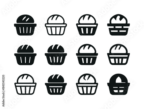 Bread Basket Logos. bread basket. Icon set. Set Logo of bread ba