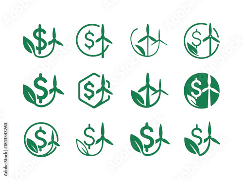 Environmental Tax Icons. Environmental tax incentives. Icon set.